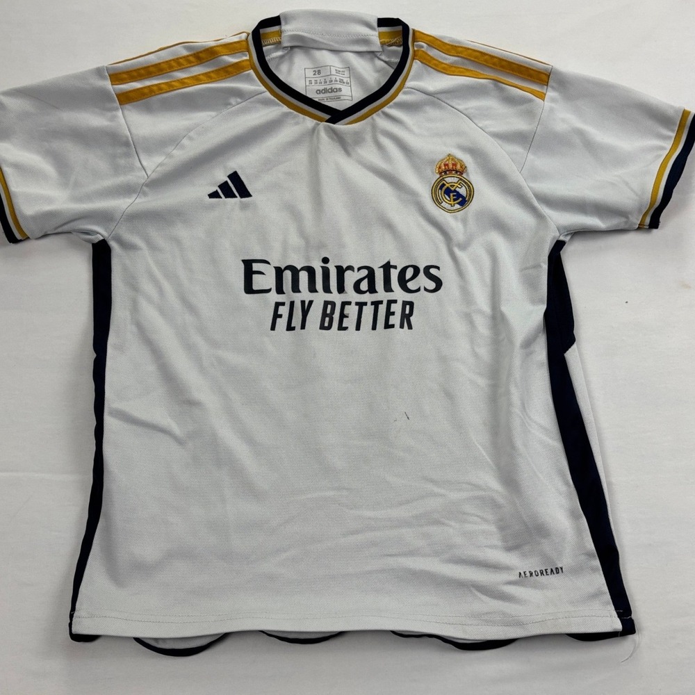 Adidas Real Madrid Bellingham 5 Home Jersey 2023-24 Slim Fit Size Smalll White